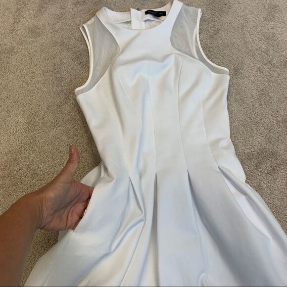 BANANA republic ponte white sleeveless mesh skater dress Sz 8 NWT - Picture 7 of 13